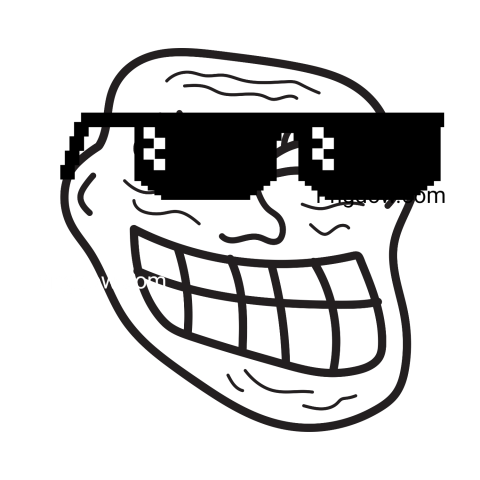 A troll face with a smiling expression