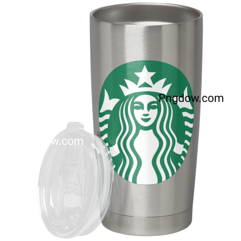 Starbucks tumbler with lid and logo covered lid, PNG