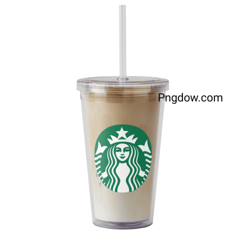 Starbucks iced coffee with straw, featuring the Starbucks logo in PNG format