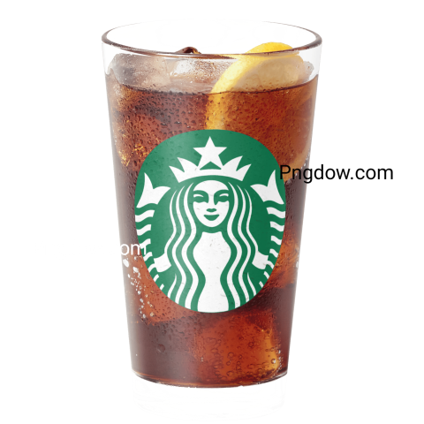 A refreshing Starbucks iced tea in a clear cup with ice, featuring the Starbucks logo in the background