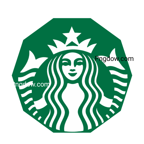 Starbucks logo with a woman's face in the center, against a transparent background for free