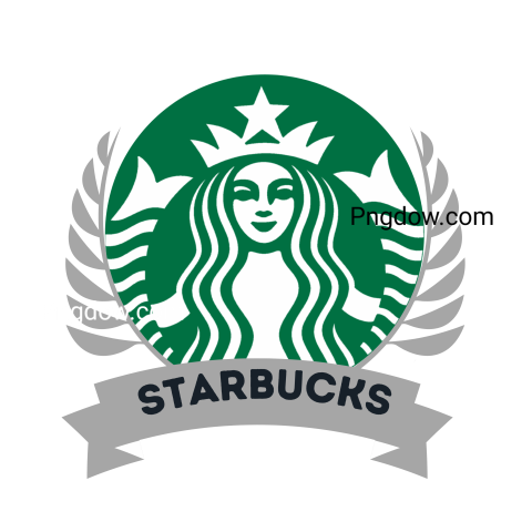 Starbucks logo with a crown and laurels on a transparent background