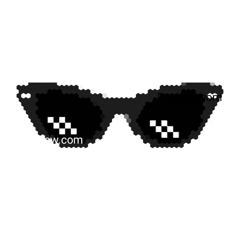 Deal With It Glasses transparent PNG set against black background with white squares
