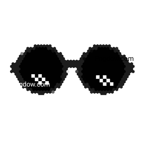 Transparent Deal With It Glasses on black background, pixelated design