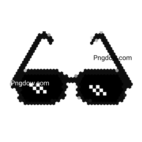 Transparent PNG of pixelated 'Deal With It Glasses' on black backdrop