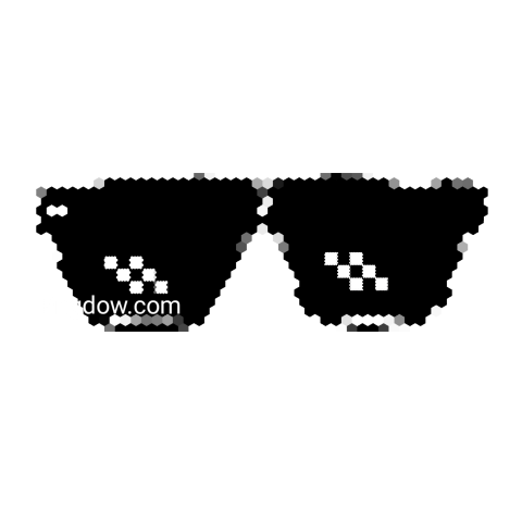 Pixel style 'Deal With It Glasses' on black background, transparent PNG