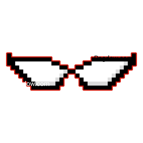 Pixel style glasses with red and black stripes, perfect for adding a touch of attitude to your look  Deal With It Glasses transparent PNG