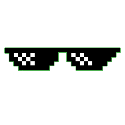 Black background with pixelated 'Deal With It Glasses', transparent PNG