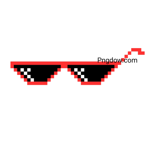 A pixelated image of Deal With It Glasses on a black background