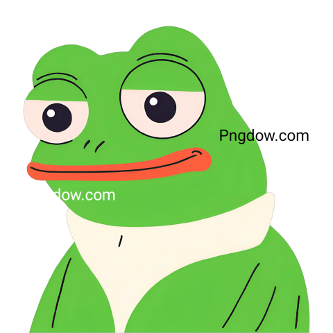 cartoon image of Pepe the Frog, known for its internet meme status  The image is transparent and in PNG format