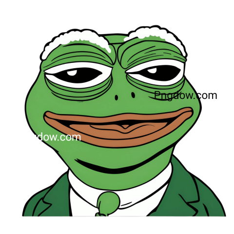A stylish Pepe the Frog wearing a suit and tie, transparent PNG