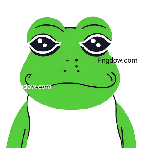 A cartoon frog with big eyes wearing a black shirt
