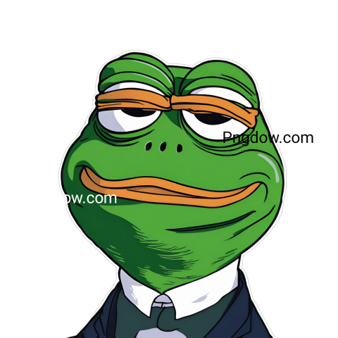 A cartoon frog in a suit and tie, part of Pepe the Frog transparent PNGs collection