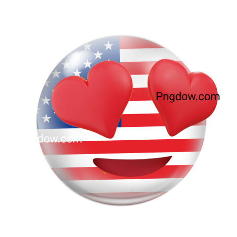 Heart emoji with American flag design, symbolizing patriotism and love for the USA