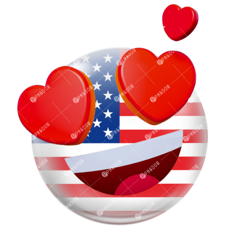 Heart emoji with American flag background