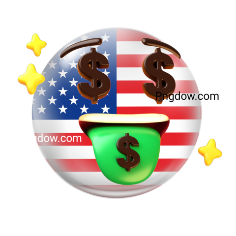 Dollar sign emoji with American flag background