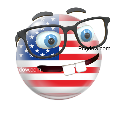 A smiling face with glasses and an American flag emoji