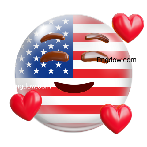 Smiley face with hearts and American flag emoji