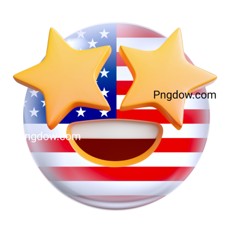 Smiley face with two stars on American flag emoji