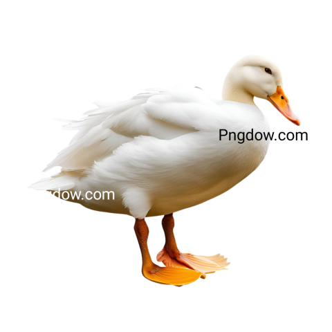 White duck standing on black background, Duck PNG