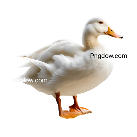 A white duck silhouette against a solid transparent background, showcasing its distinct features in a striking contrast