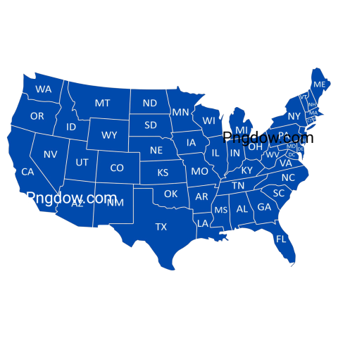 A map of the United States with all states highlighted