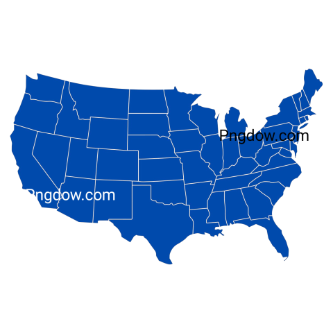 A blue map of the United States