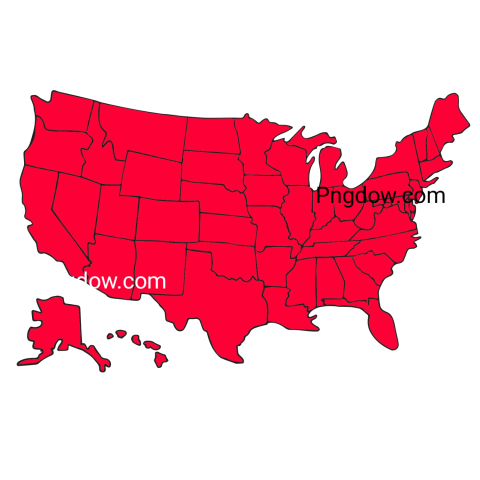 Red highlighted map of the United States