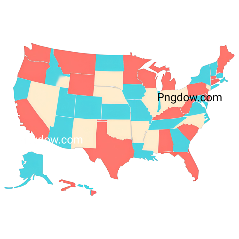 Map of the United States showing red and blue states