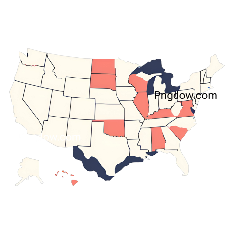 Map of the United States showing red and orange states