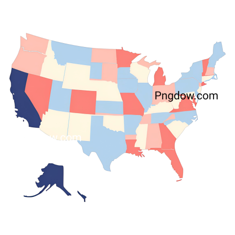 Blue and pink states on US map