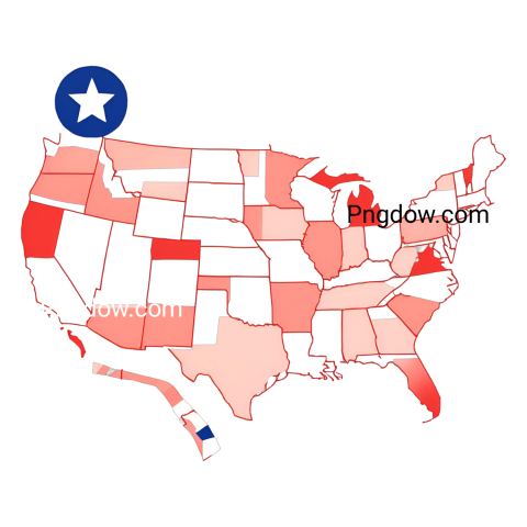 Map of the United States with a star marking a location