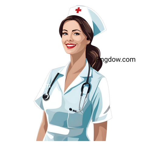 Cartoon nurse in white uniform, vector graphic