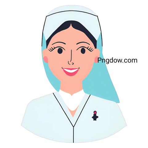 Cartoon nurse with blue hat and white scarf, nurse svg