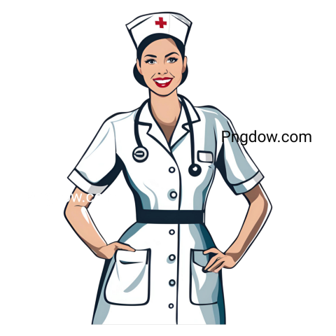 Cartoon nurse with hands on hips, exuding confidence and professionalism, ideal for nurse themed SVG designs