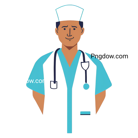 A nurse wearing a blue vest and black hat