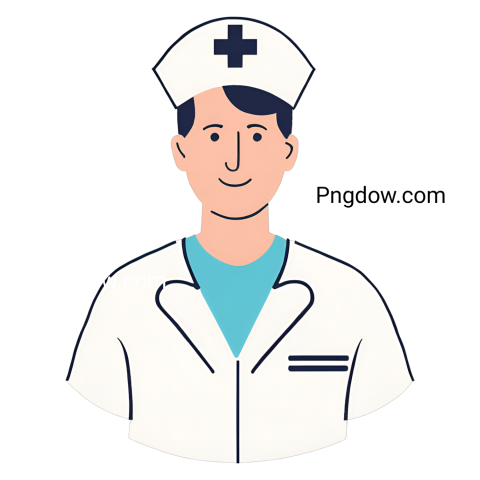 Cartoon male nurse with a cross on his chest, on transparent background