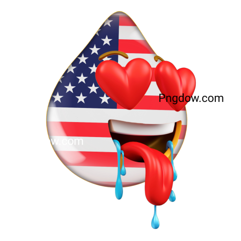 A heart with an American flag emoji on it and a tear