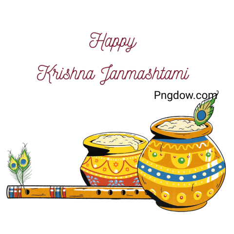 joyful depiction of Krishna celebrating Janmashtami, showcasing vibrant colors and festive elements in a PNG format