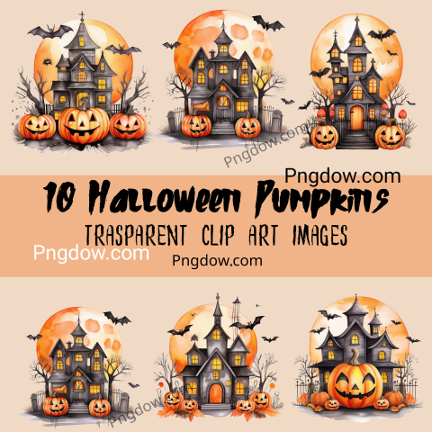 10 Halloween Pumpkins png TRASPARENT CLIP ART IMAGES