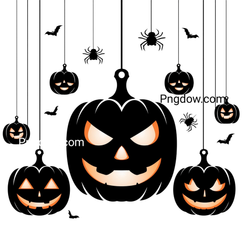 Halloween png, Hanging Pumpkins