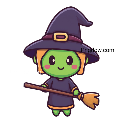 Halloween green witch character