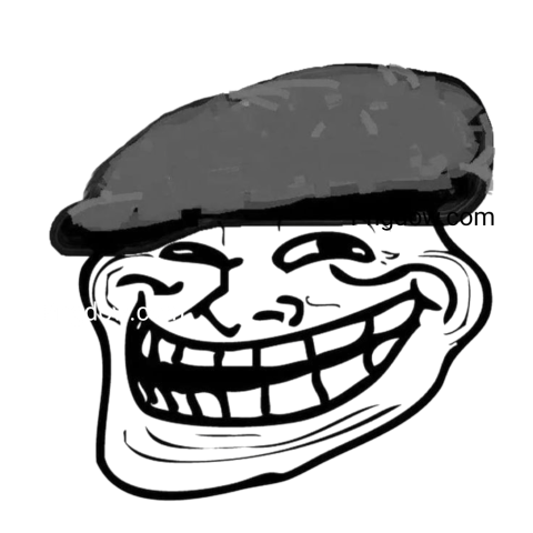 troll face wearing a hat, depicted in a PNG format, showcasing a humorous expression