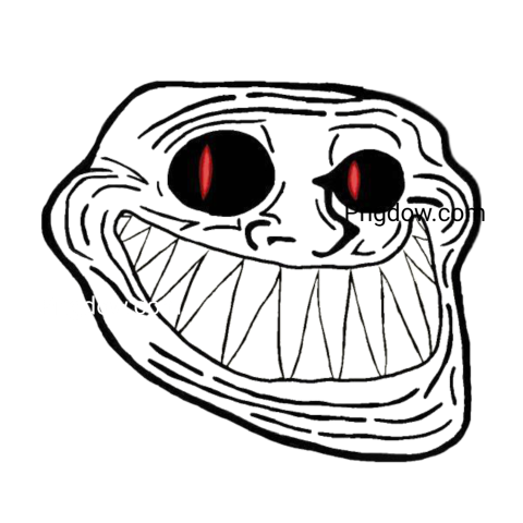 troll face featuring red eyes and a wide smile, depicted in a PNG format