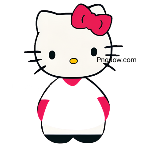 Cartoon depiction of Hello Kitty wearing a green shirt and a pink bow, designed in SVG format