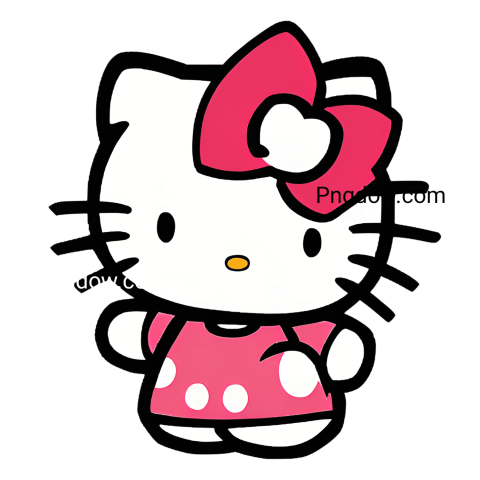 Cartoon image of Hello Kitty wearing a pink bow, available for free download as an SVG file