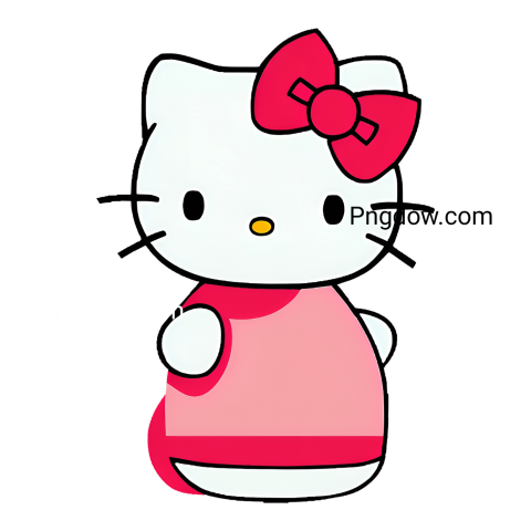 Hello Kitty wearing a pink dress and bow, perfect for a free SVG download design