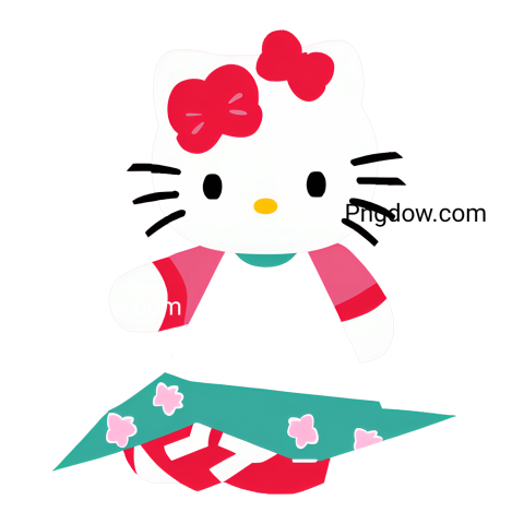 Hello Kitty wearing a pink dress and a red bow, perfect for a free SVG download