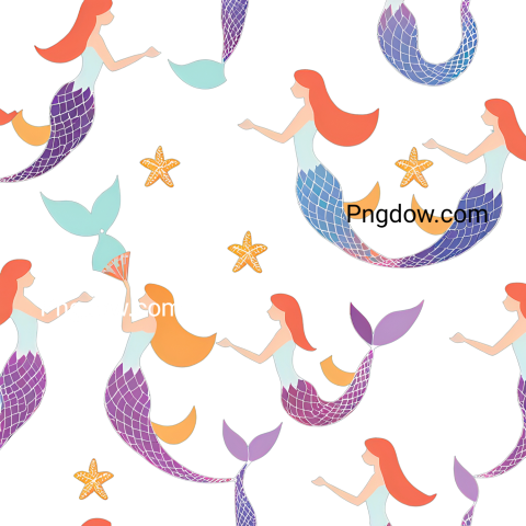 A seamless pattern featuring whimsical mermaids and stars, perfect for creative projects and free SVG downloads