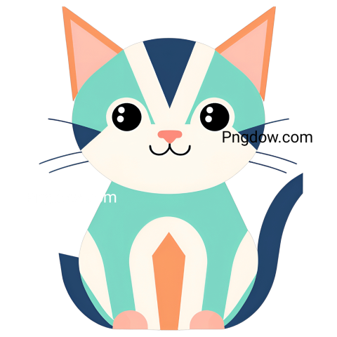 Cartoon cat with blue and orange stripes, perfect for a playful design  Available as a free SVG download